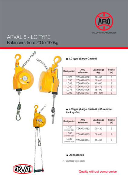 ARO Arval 5 - LC-60 Spring Balancer | Page 01 | Weld Systems Integrators