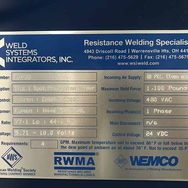 WSI Used Projection-Type Welder - 20630 | Image 02 | Weld Systems Integrators