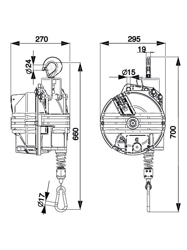 TECNA 9434G-9435G-9436G-9437G-9438G-9439G-9440G-9441G-9442G-9443G-9444G Zero-Gravity Tool Balancer Dimensions | Weld Systems Integrators